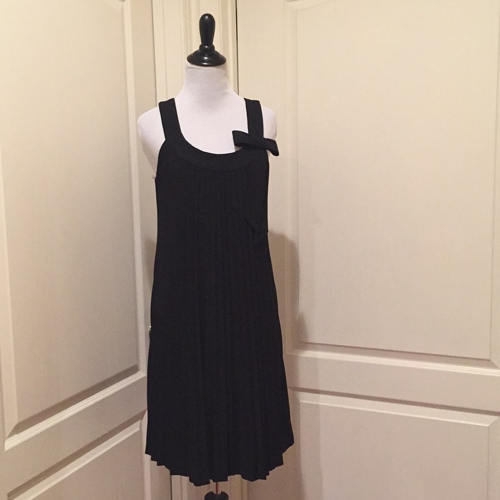 Pleated black cocktail dress